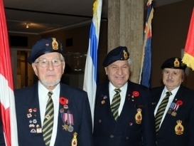 Canadian Jewish War Veterans prepare to March on the Colours